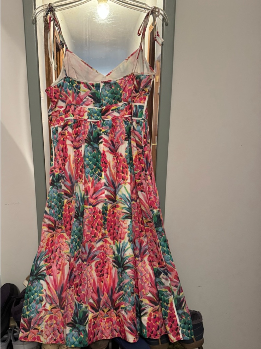 Tropical Pineapple Print Sundress - Pink & Green